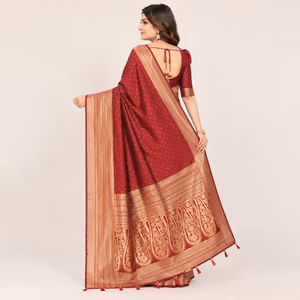 Premium Soft Silk Saree with All-Over Woven Buttis, Rich Zari Border & Grand Pallu 2