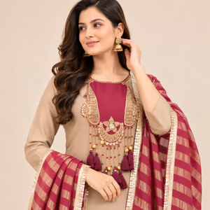 Premium Glass Malai Kurti Pant Set with Kanjivaram Weaving Dupatta 3