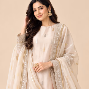 Premium Pure Banarasi Soft Silk 3-Piece Kurti Pant Set with Handwork & Dupatta 2