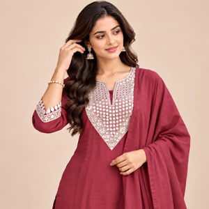 Rangoli Crush Silk Mirror Work Suit Set with Heavy Embroidery & Matching Dupatta 2