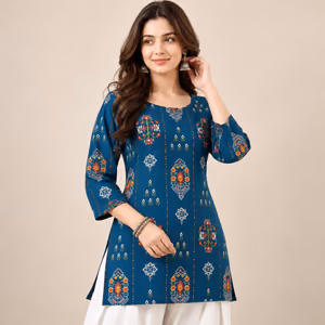 Maslin Cotton Printed Kurti with Heavy Thread-Embroidered Rayon Farshi Palazzo Set 2